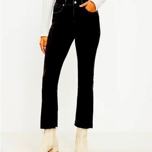 Loft High Rise Kick Crop Jean Frayed Hem Black Size 2